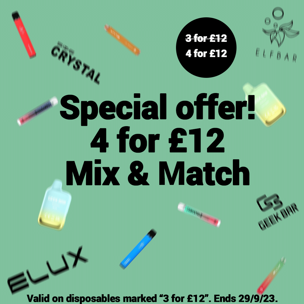 4 for £12 Disposable Vape - Mix & Match - Limited Time Offer